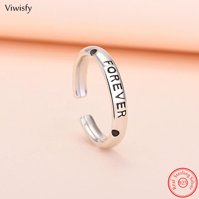 

Viwisfy Real 925 Sterling Silver Ring For Women Letter Forever Trendy Jewelry Gift Girl New VW22056