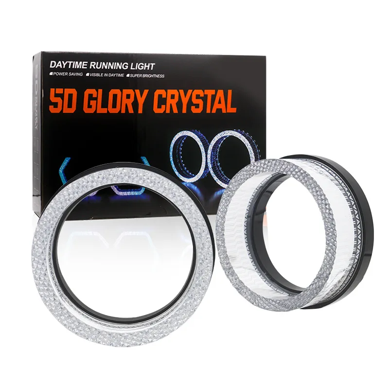 3-дюймовые 5D RGB светодиодные кольца Halo Angel Eyes, прямоугольные чехлы DRL с указателем поворота, управление приложением, чехлы Halo для автомобильных фар