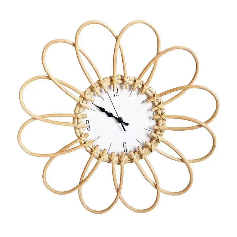 

Boho Wall Clock Rattan Clock Battery Operated Silent Nordic Rustic Clocks For Study Room Bedroom Living Room Kitchen Offices