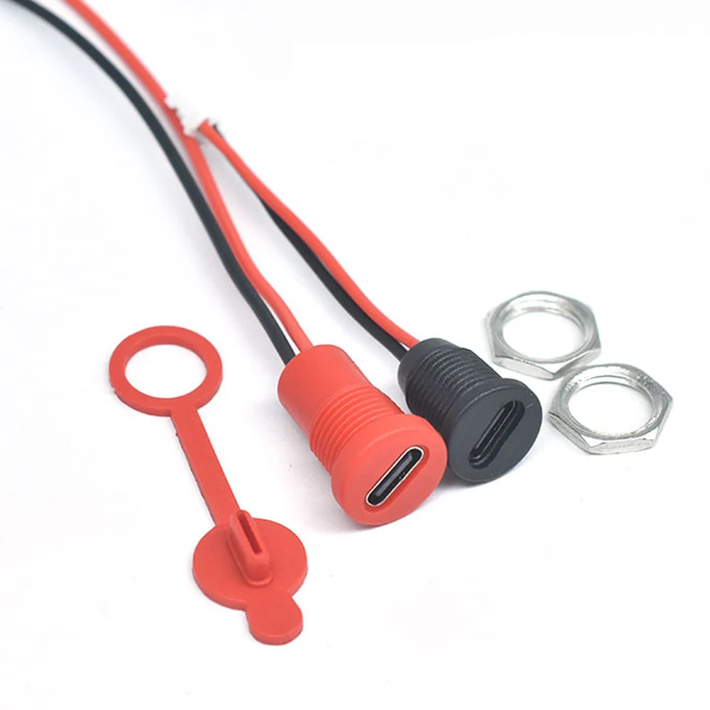 

10pcs USB Connector Type-C Waterproof with PH 2.0 nut locking plate Female TPC Waterproof High Current Fast Charging jack port