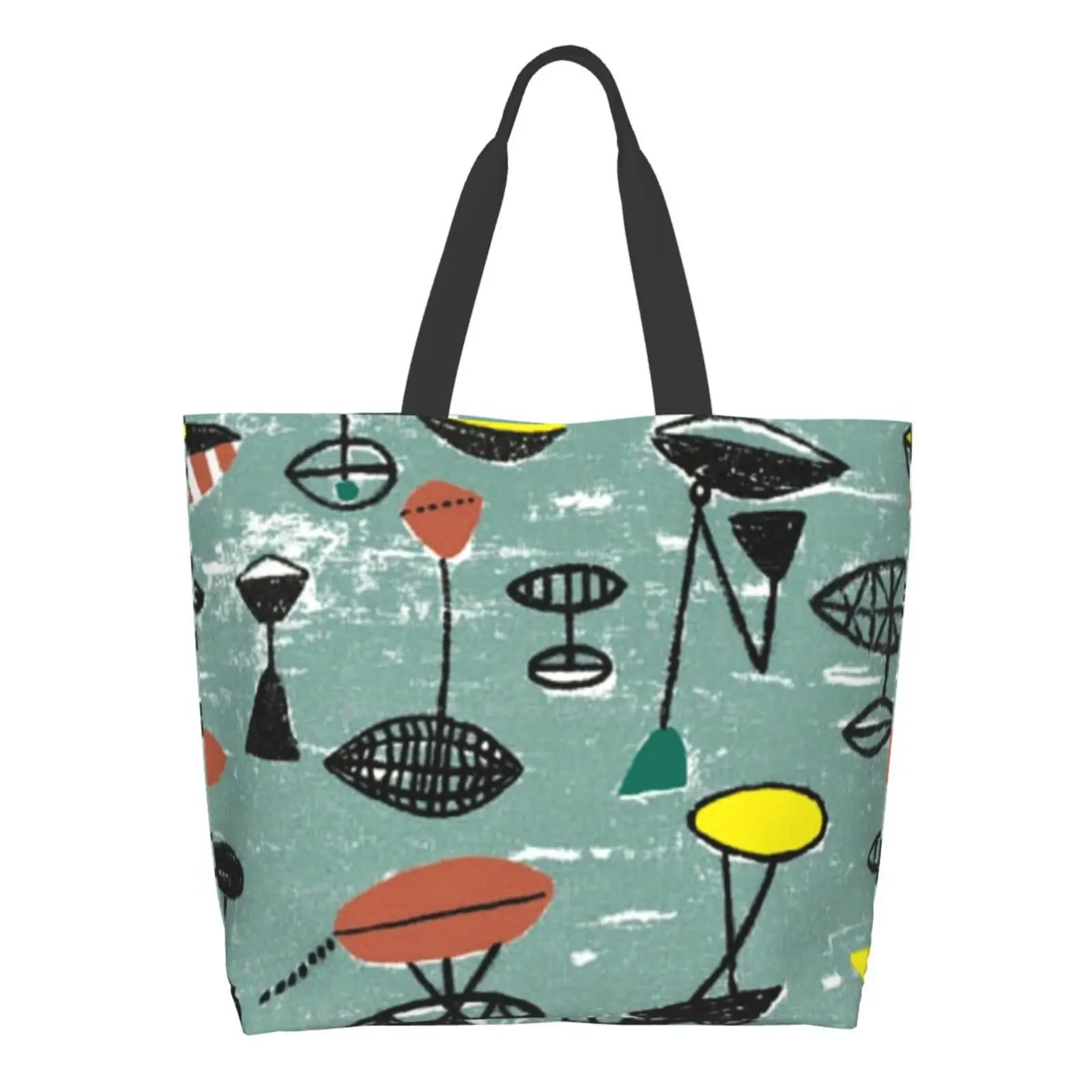

Lucienne Day Fabric Design Women Totes Shoulder Bags For Travel Girls Handbag Shopper Bag Lucienne Day 1950S Mid Century Rex