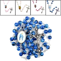 15 style vintage religious round bead prayer rosary necklace virgin mary jesus stylish catholic cross necklace womens jewellery