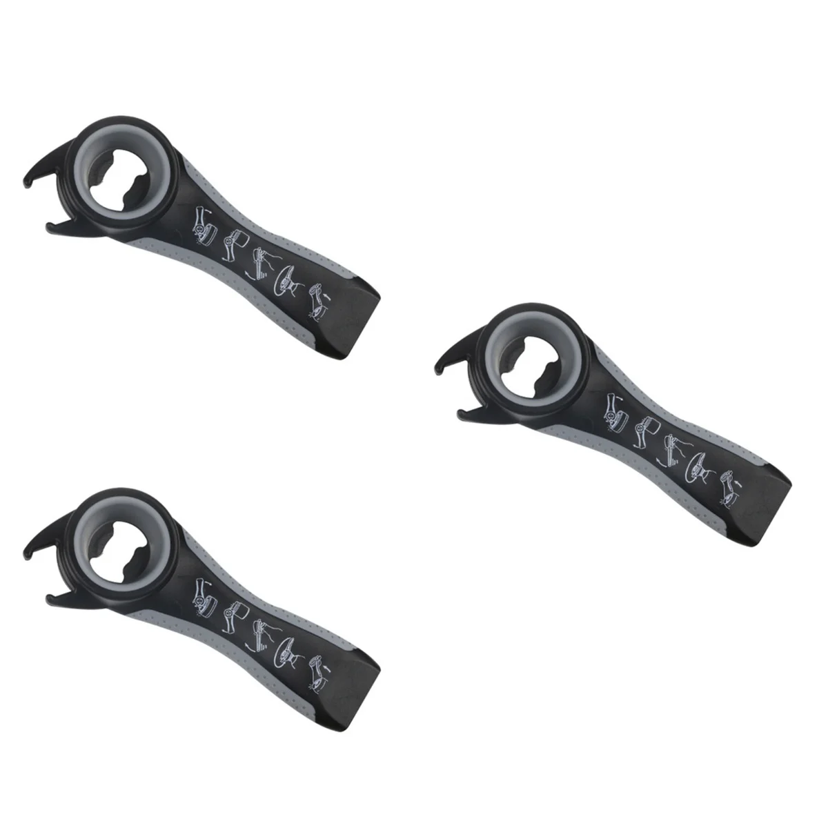 3pcs 5 in 1 Multi-Functional Bottle Gripper Tool Jar Can Opener Beer Caps Lids Remover Kitchen Accessory (Black + Grey) | Дом и сад