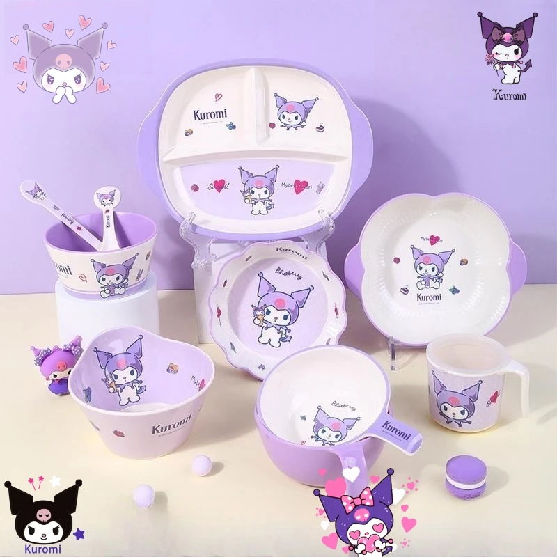 

Hello Kitty Food Grade Plate Cute Cartoon Dishes Children Tableware Baby Food Bowl Household Mother Baby Supplies Cup Tableware