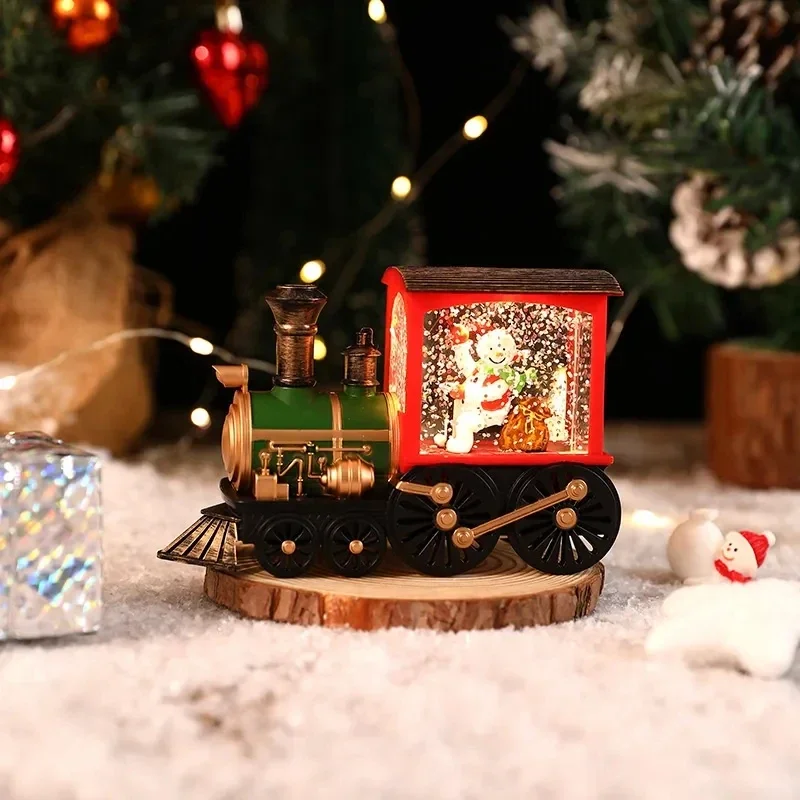 

Santa Claus Snowman Train model Christmas Eve Crystal Ball LED Lamp Desktop Ornament Living Room Decoration Christmas Party Gift