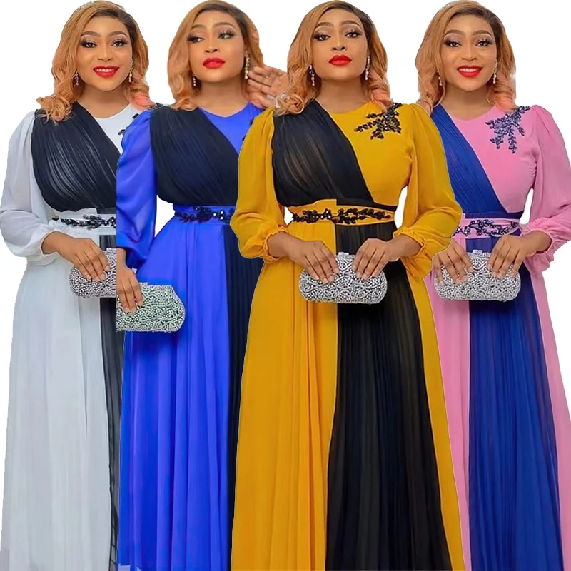 

Plus Size African Party Dresses for Women 2022 New Summer Chiffon Long Maxi Dress Elegant Kaftan Muslim Gown Ladies Clothing