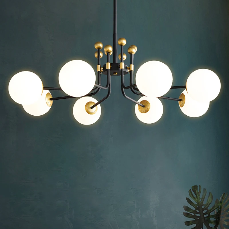 

New Modern Nordic LED Chandelier For Living Dining Room Kitchen Bedroom Ceiling Pendant Lamp Glass Ball Design Hanging Light E14