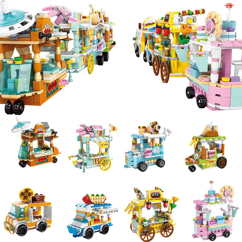 

Children Toys Mini City Street View Series Building Blocks Sets Streetes Snack Boys And Girls Diy Small Granules Education Toy