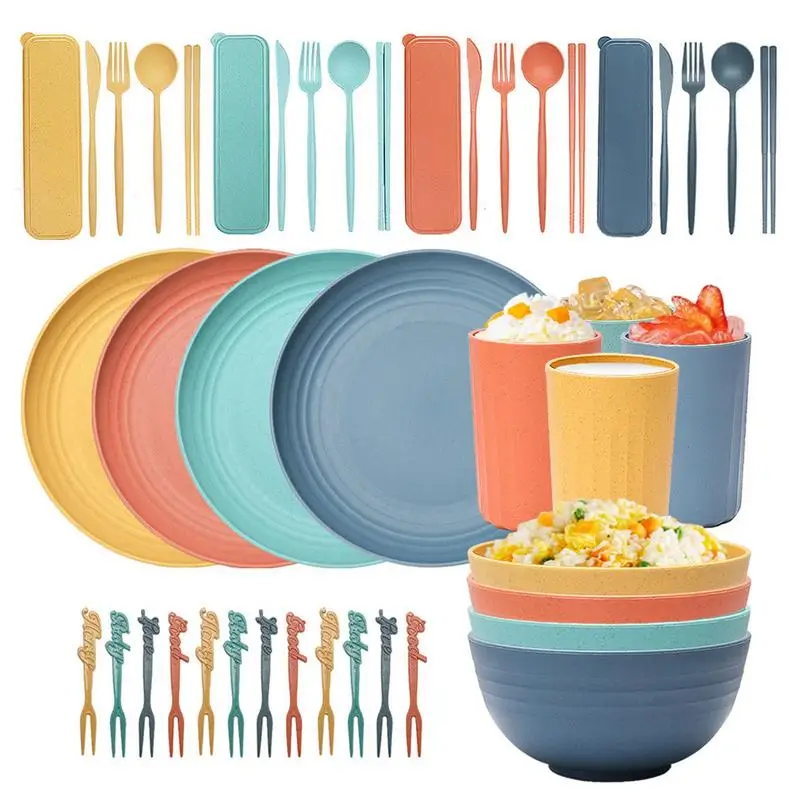 Straw Kitchen Utensils Durable Dinnerware Sets Straw Kitchen Utensils Lightweight Unbreakable Dinnerware Kitchen Accessories