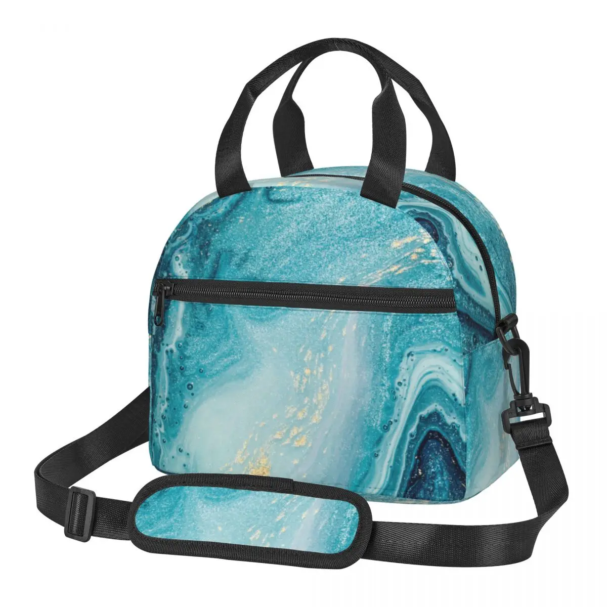 

Fresh Cooler Bag Agate Ripples Swirls Marble Portable Thermal Lunch Bag For Women Lunch Box Tote Food Bag