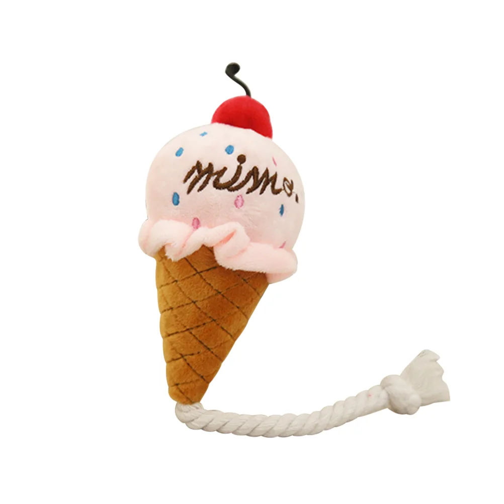 

Toy Dog Toys Ice Cream Chew Plush Squeaky Puppy Lovely Cute Pet Indestructible Training Birthday Cupcake