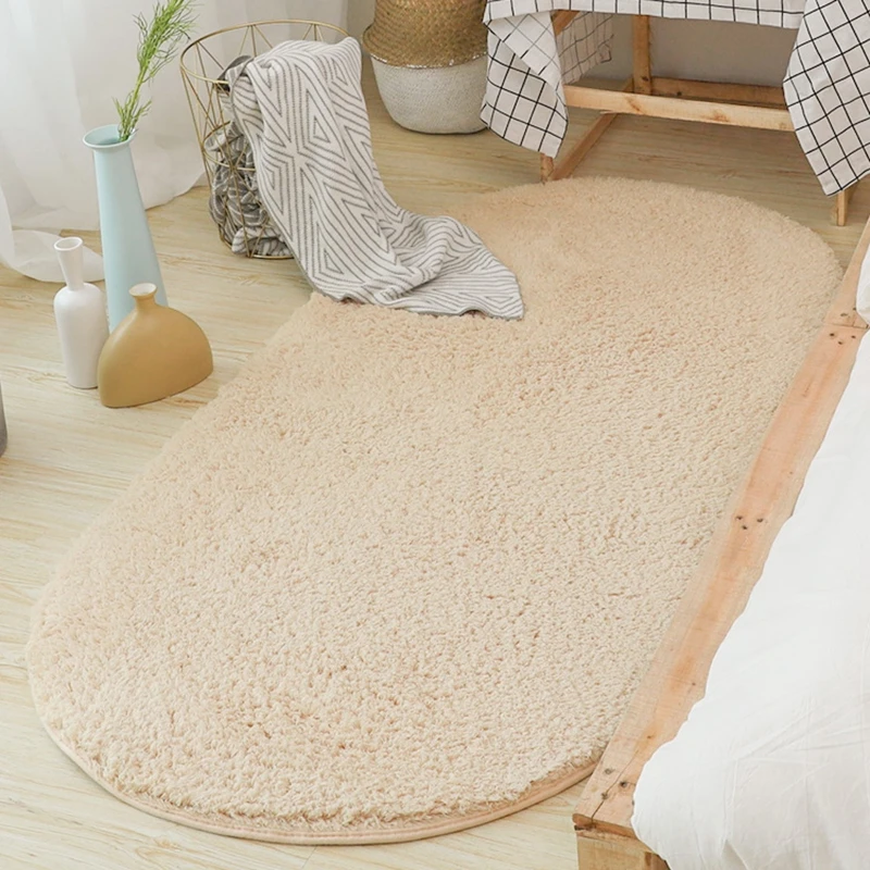 

Oval Plush Carpet For Living Room Anti-slip Fluffy Large Area Rug Thick Bedroom Decorative Carpets Floor Soft Rugs Lounge Rug