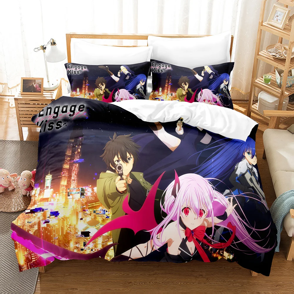 Engage Kiss Anime Bedding Set Quilt Cover Twin Full Queen King Size With Pillowcases Bed Set Aldult Kid Bedroom Decor Gift