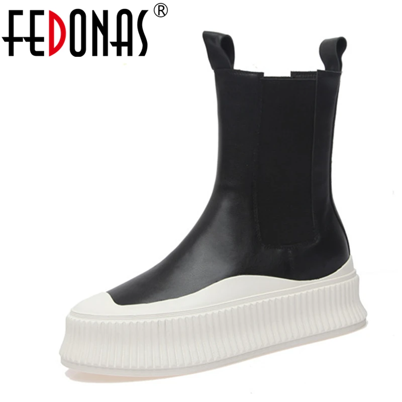 

Женские полусапожки из воловьей кожи FEDONAS, коричневые ботильоны, теплая обувь для офиса и вечеринки на осень и зиму 2019