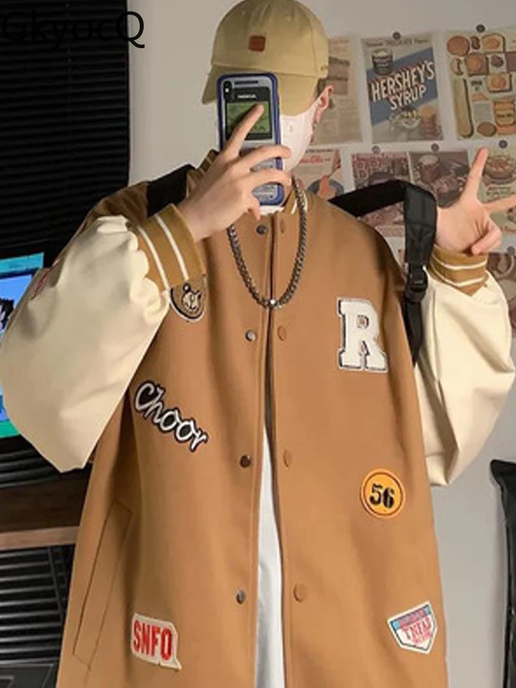 

GkyocQ Oversized Autumn Thin Baseball Jacket Men 2022 New Korean Fashion Spring Hip-hop Loose Casual Bf Sports Coat Preppy Style