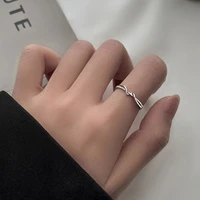 s925 sterling silver simple line female ring niche design geometric ring cold wind fashion personality creative jewelry strange
