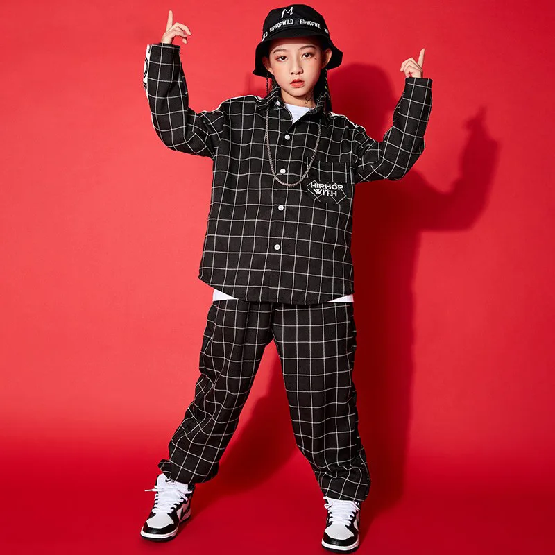 

Kids Hip-hop Suits Children's Personality Trendy Plaid Dancewear Catwalk Show Jazz Dance Costume Stage Clothes Sets