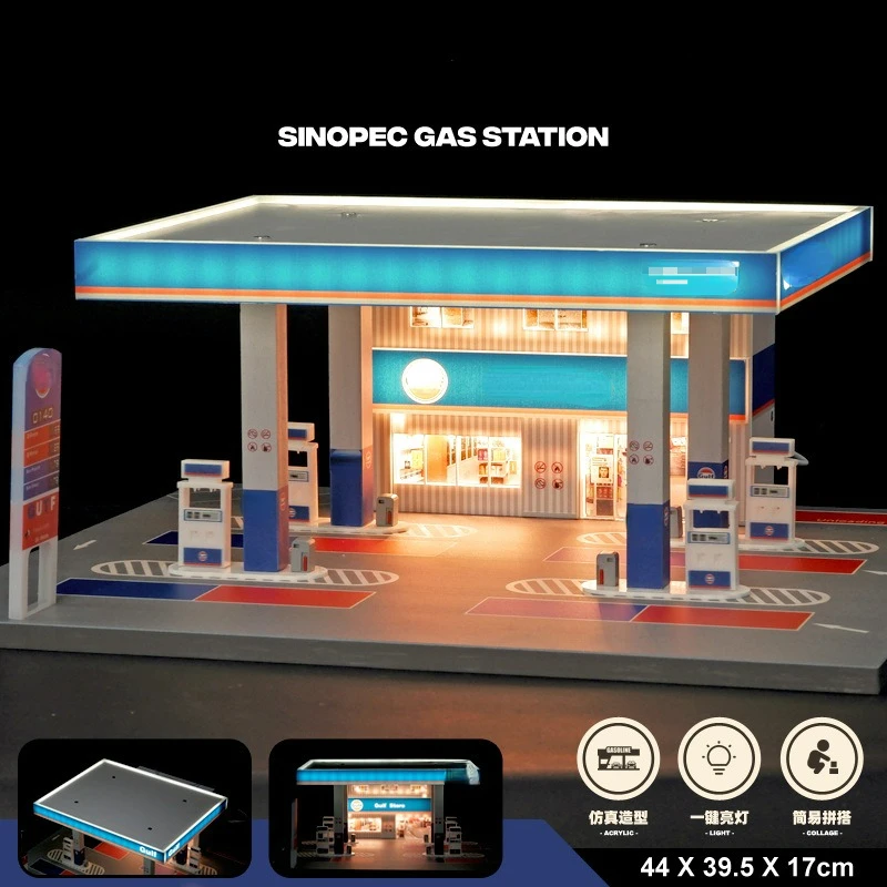 Модель автомобиля гаража заправочная станция модель в подарок 1/64