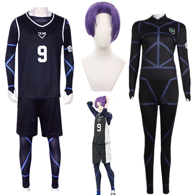 Anime Blue Lock Reo Mikage Cosplay Costume Black Jersey Football Bodysuit jumpsuit Halloween Christmas Party Clothes