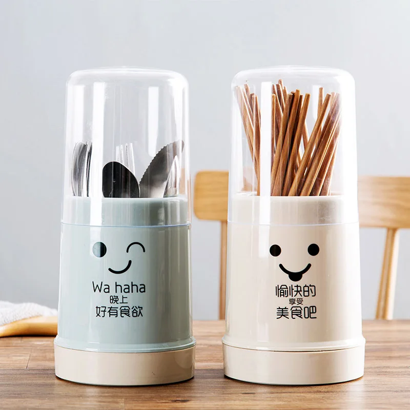 

New Multi functional household chopsticks cage Plastic kitchen Round covered drain tableware Chopsticks cage storage rack