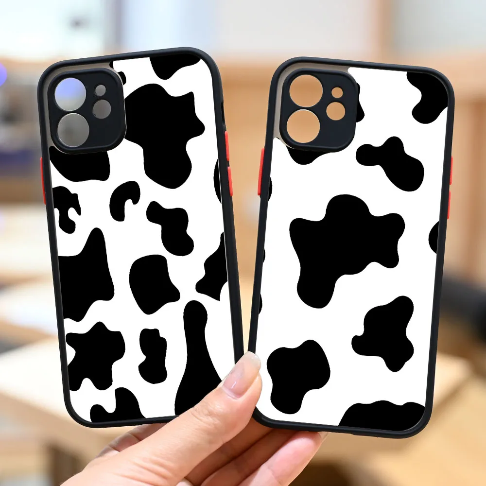 new white black cow symbol pattern print phone case cover for iphone 13 12 6 7 8 plus x xs xr max 11 pro se 2020 back case cover free global shipping
