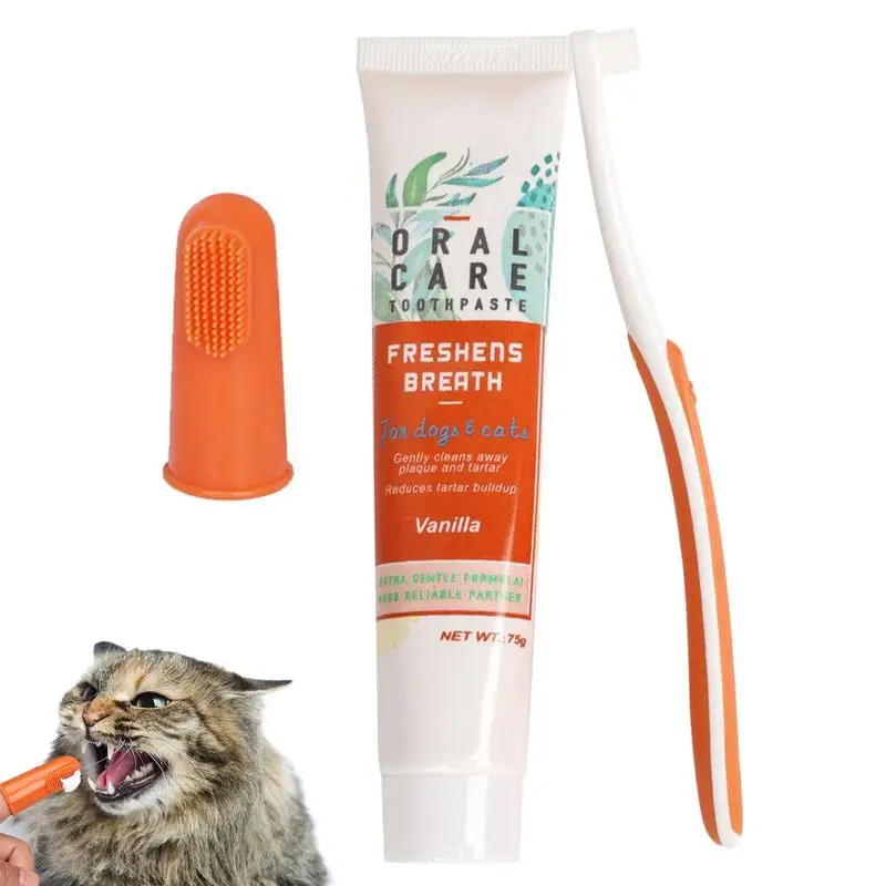 

Pet Toothpaste And Toothbrush Set Pet Dental Care Kit For Dogs And Cat Pet Finger Oral Teeth And Gum Care Cleaning Accessories