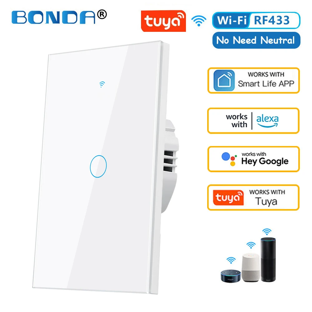 

BONDA Умный переключатель Tuya WiFi RF433 1/2/3 Gang