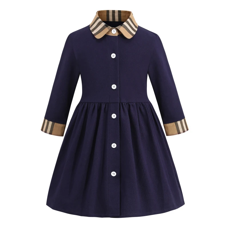 

Girl Dress Spring Autumn Stripe Kids Clothes Fashion Toddler Baby Girls Cotton Long Sleeve Children Dresses England Style