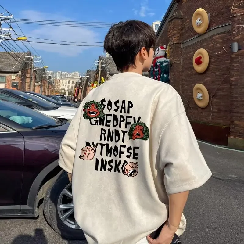 2024 новая модная футболка с короткими рукавами и буквенным принтом в американском