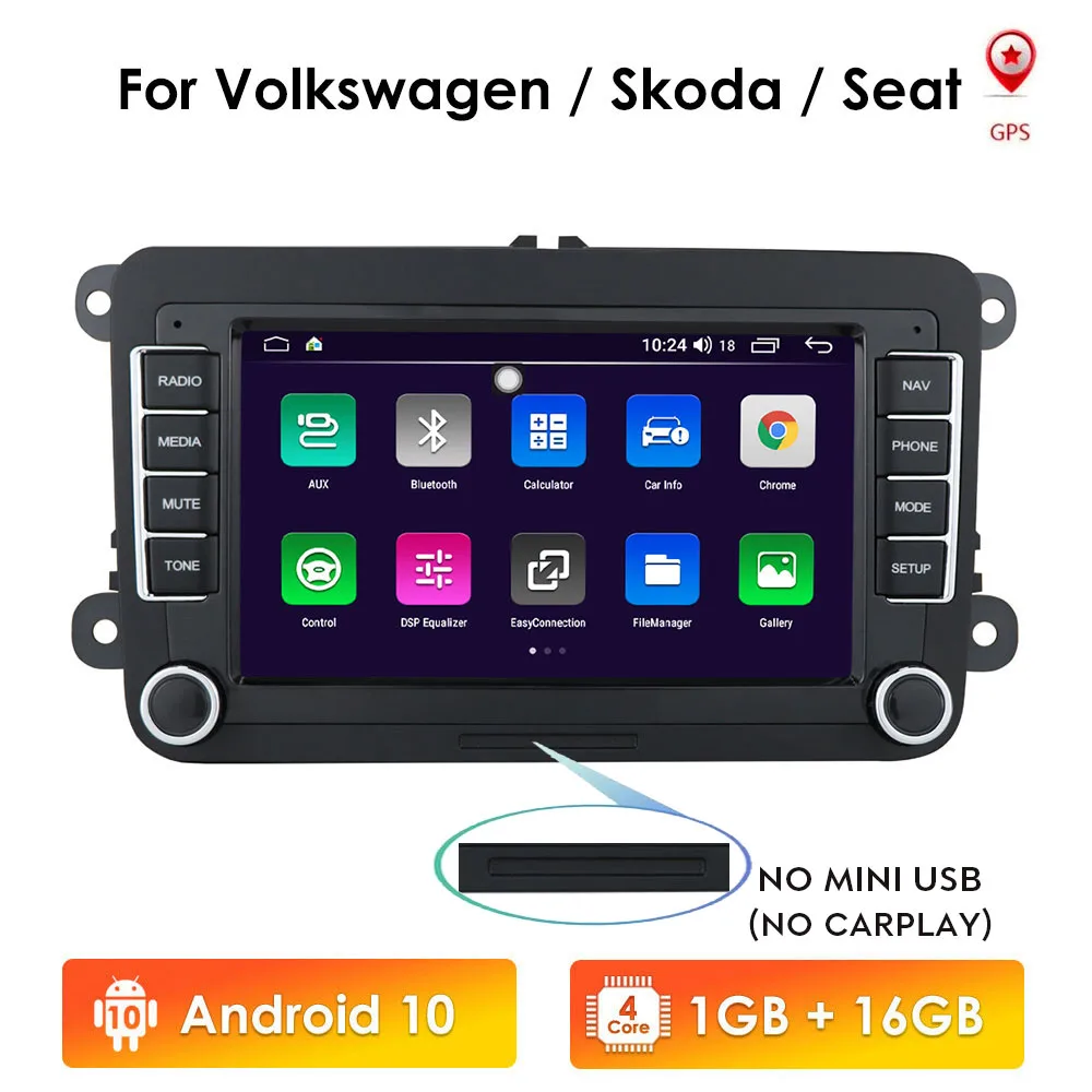 Автомагнитола на Android 10 для VW POLO GOLF 5 6 Plus PASSAT B6 JETTA TIGUAN TOURAN SHARAN SCIROCCO CADDY Seat Carplay аудио