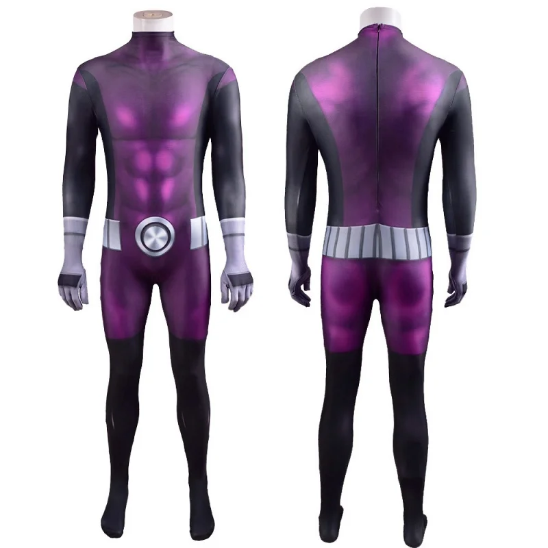 Adults Kids Teen Titans Beastboy Cosplay Costume Bodysuit Superhero Zentai Jumpsuit Halloween Party Costumes