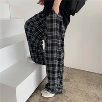 harajuku plaid pants for women trousers students hip hop streetwear summer ladies causal high waist straight pants