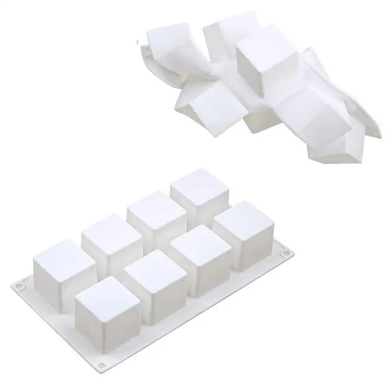 

Square Chocolate Mold 8-Cavity Baking Cube Shapes For Oven Silicone Cake Pan For Baking Cupcake Cheesecake Cornbread Cube Mold