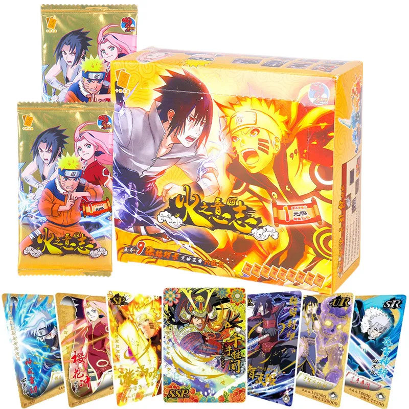 

Original Naruto Anime Figures Bronzing Barrage Flash Cards Uzumaki Naruto Collectible Card Table Toy Birthday Gifts for Children