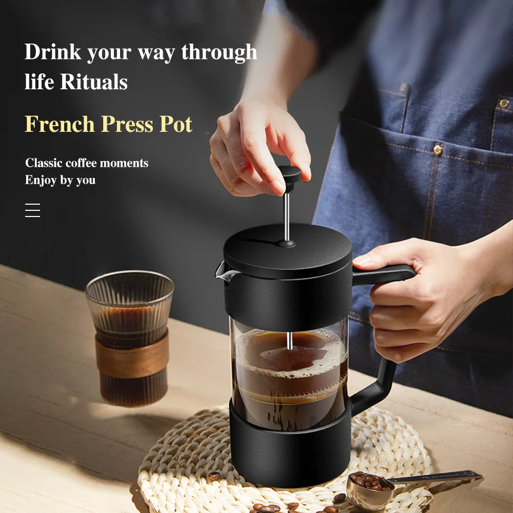 

350ML/600ML/1000ML French Press Coffee Maker High Borosilicate Glass House Coffee Brewer Milk Foam Frother Barista Tea Maker