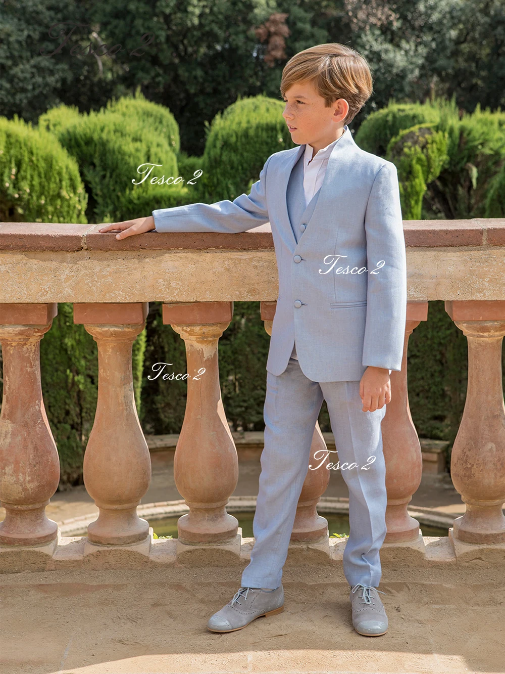 Formal Boy's Suit Long Sleeved Collarless Suit For Boy 3 Pieces (Jacket+ Pants+Vast) For Wedding Party Suit