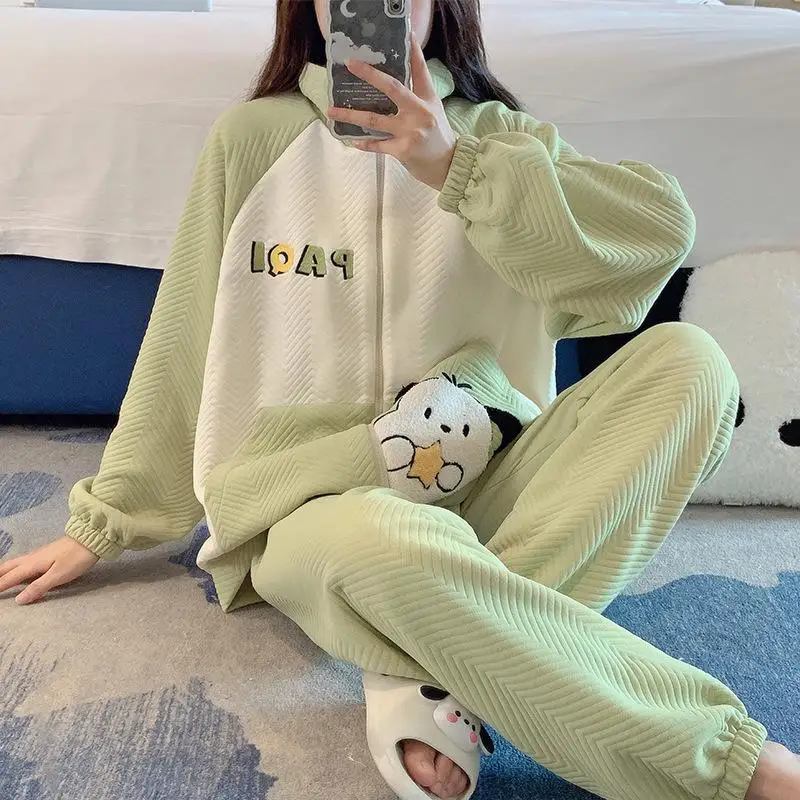

Sanrios Pompompurin Pajamas Pachacco Winter Leisure Thickening Household Clothes Cute Large Size Air Cotton Sleepwear Gift