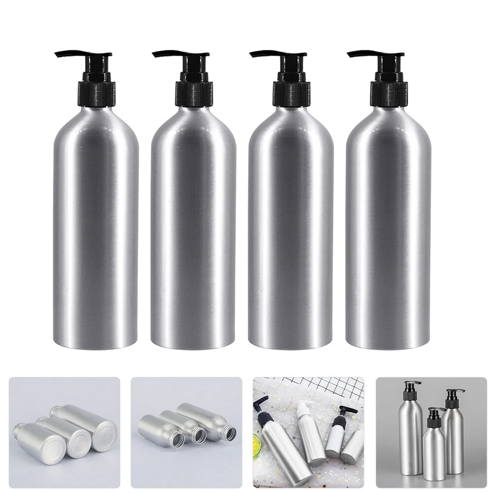 

4 Pcs Travel Pump Bottle Head Spiral Shampoo Sub Liquid Dispenser Aluminum Press
