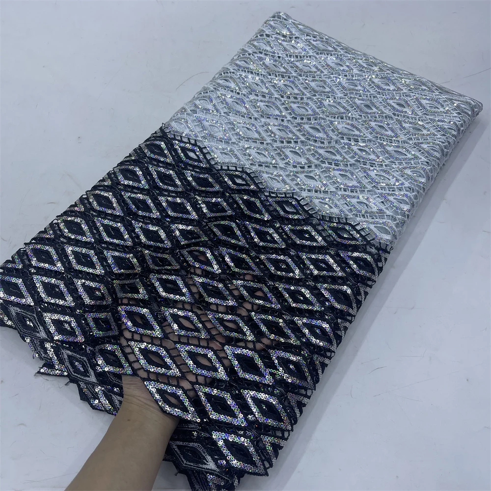 Африканский нигерийский тюль кружева ткань вышивка блестками Французская для