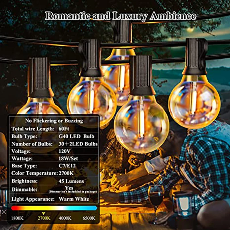 Pаспродажа СВЕТОДИОДНАЯ Гирлянда Uutdoor, сертифицированная компанией UL, нитка коммерческого класса IP65, водонепроницаемые подвесные светильники для нар...