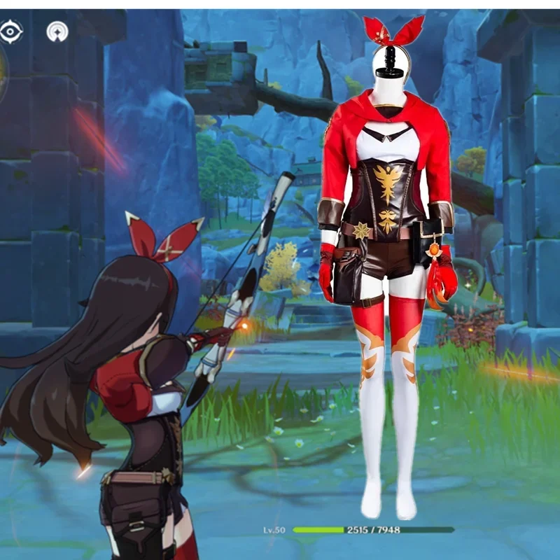 Genshin ударопрочные янтарные костюмы для косплея комбинезон наряды Хэллоуина