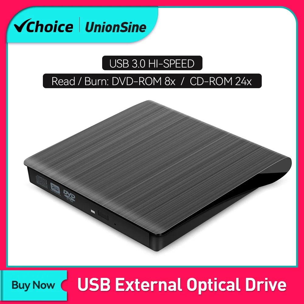 Внешний привод PASKOO USB3.0 для записи компакт-дисков и DVD