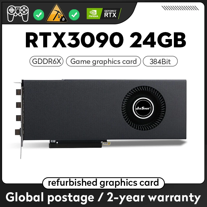 

JIESHUO TX 3090 24G 384BIT GDDR6X Graphics Nvidia GeForce RTX3090 24GB GPU PCI Express 4.0 X 16 Video Desktop Gaming Video Card