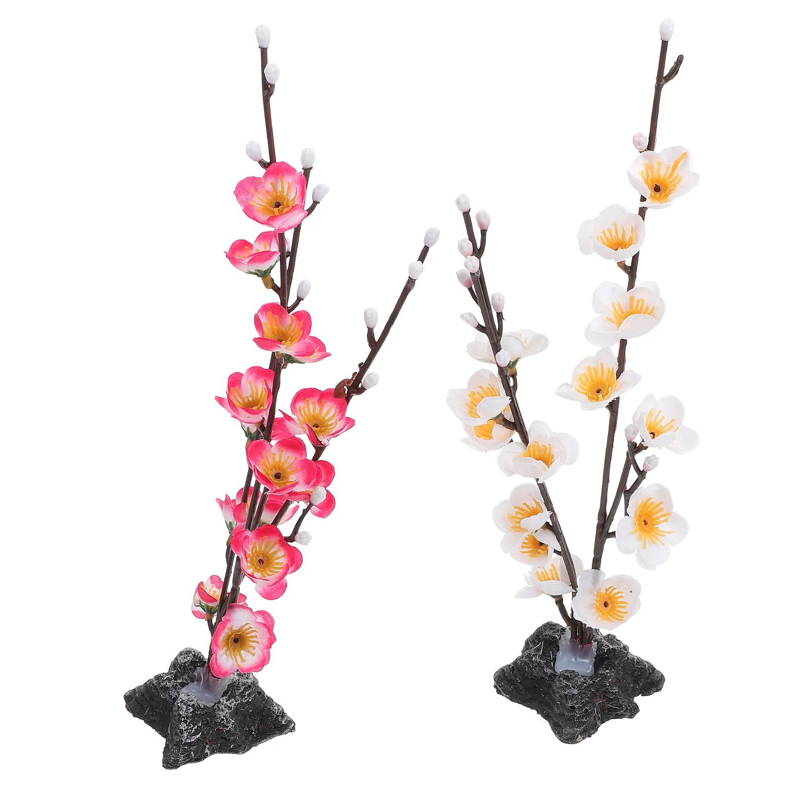 

2 Pcs Table Exquisite Flower Decor Dining Room Tray Decoration Novel Sashimi Plate Decorative Fake Flowers Plastic Japanese