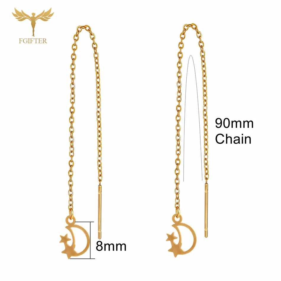 Элегантные серьги-цепочки для женщин подвеска в виде Луны и звезды Висячие