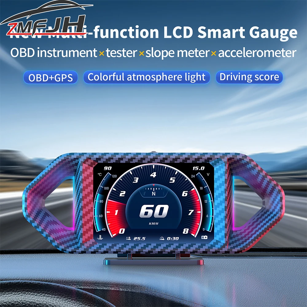Фото OBD + GPS P26 цифровой автомобильный проекционный дисплей измеритель наклона акселерометр умный спидометр тахометр измеритель температуры воды по индивидуальному заказу №1