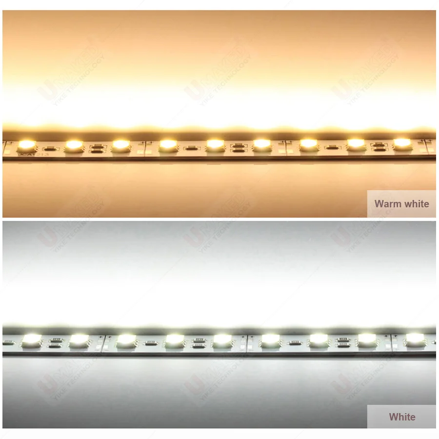 Фото 100 шт. 99 см DC12V SMD5050 Жесткая светодиодная лента 14.4W, белый/теплый белый/RGB, для подсветки шкафов, декоративная лампа-полоса №5