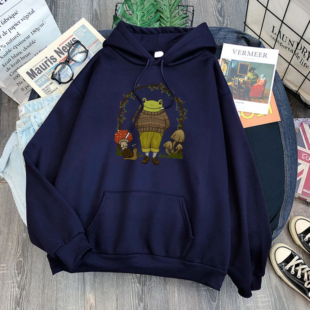 

Dark Academia Aesthetic Goblincore Frog In Hipster Costume Clothes Men Crewneck Pollover Sweatshirt Loose Hoodies Streetwear Man