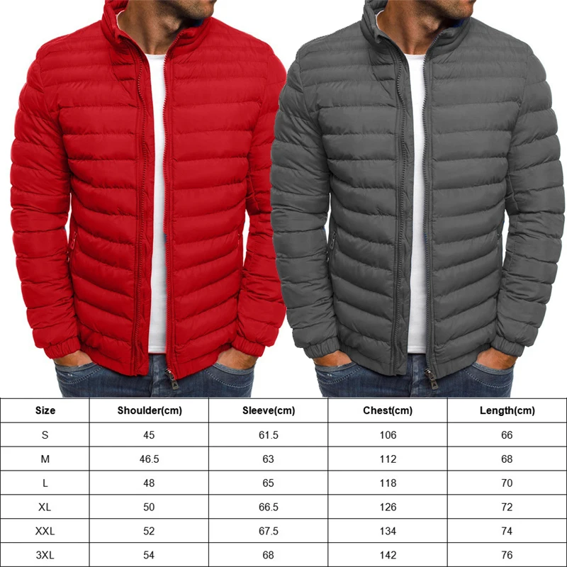 Men's Down Cotton Thick Autumn and Winter Solid Color Parka Coat Men's Windproof Jacket Cotton-Padded Jacket