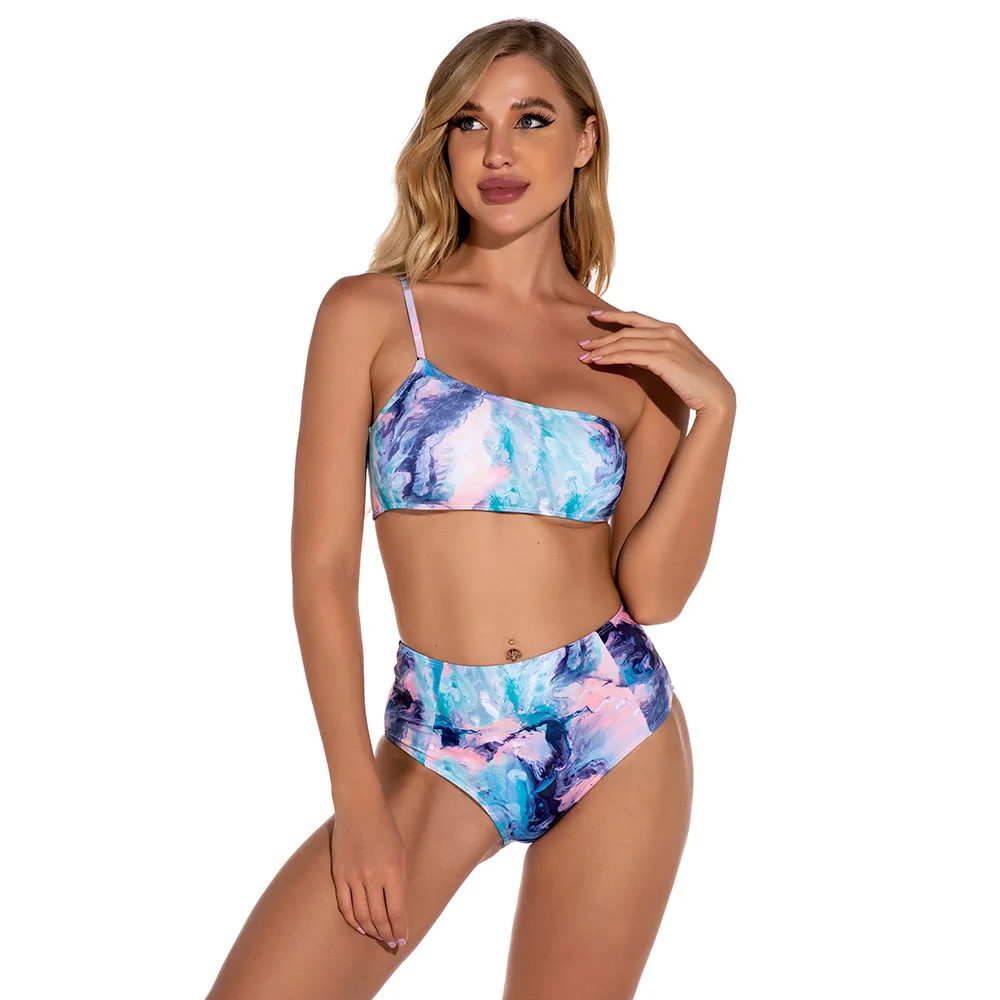 

New Tie-Dye Print Bikinis Thong Swimsuits Women Sexy Bandage Biquini Swimwear2022 Summer Female Brazil Bikini Set Bathing Suits